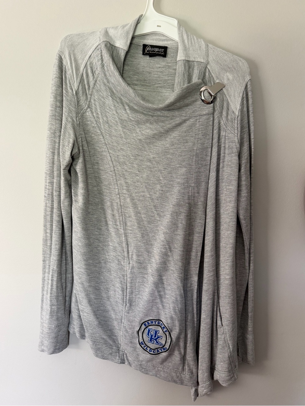 University of Kentucky Game Day Gray Long-Sleeve Cowl Neck Top